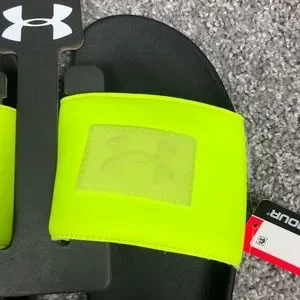 Under Armour Core Remix Neon Slide Mens Pool Sandal Size 12 Black/Yellow 3023777 Buy Under Armour Core Remix Neon Slide  main image 4